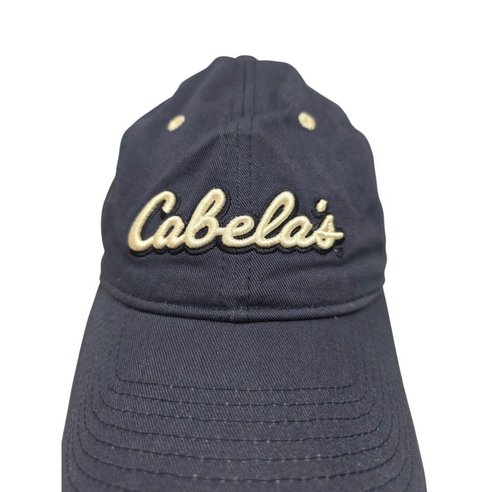 Vintage Cabela's Spellout Navy Blue Baseball Cap World's Foremost Outfitter - Picture 2 of 8